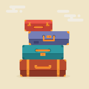 Suitcases stacked vector illustration