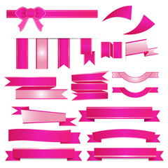 Obraz premium Pink ribbons set isolated on white background