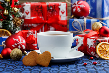 Tea party with gingerbread cookies on Christmas Eve.