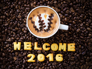 latte art coffee and alphabet 