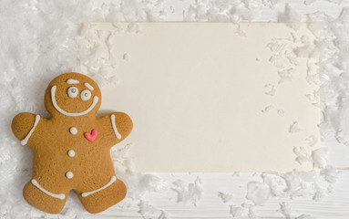 Christmas card with the gingerbread man