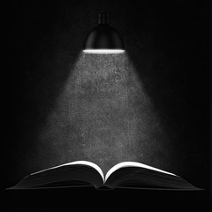 Old book in darkness