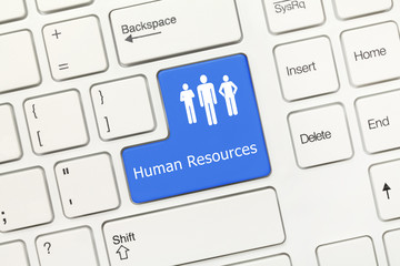 White conceptual keyboard - Human Resources (blue key)