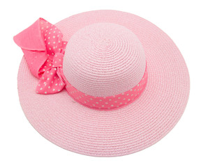 Pink hat on white background