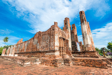 Ruin Buddhist temple in Ayutthaya Thailand