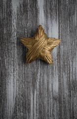 Christmas tree decoration on rustic wooden background