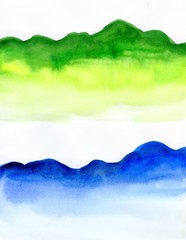Set of watercolor green strips