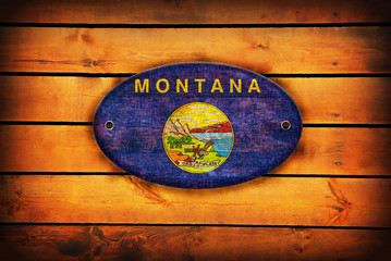 Wooden montana flag.