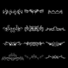 decorative elements in vintage style for decoration layout, framing, for text for advertising, vector illustration hands