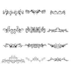 decorative elements in vintage style for decoration layout, framing, for text for advertising, vector illustration hands