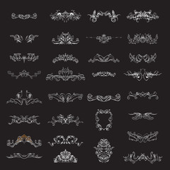 decorative elements in vintage style for decoration layout, framing, for text for advertising, vector illustration hands