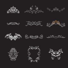 decorative elements in vintage style for decoration layout, framing, for text for advertising, vector illustration hands, crown vector
