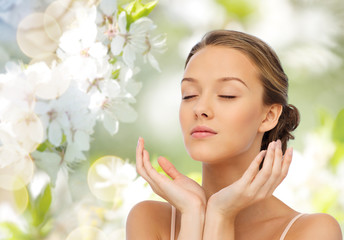 young woman face and hands