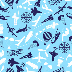 aviation icons set blue seamless pattern eps10 © martin951