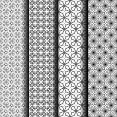Set of simple vector seamless black and white background, texture