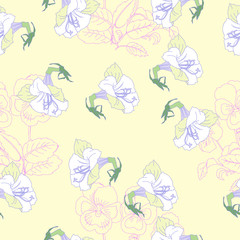 Fototapeta premium Pink Seamless pattern with lilac and flowers