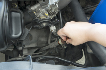 engine dipstick lubricant car motor mechanic concept