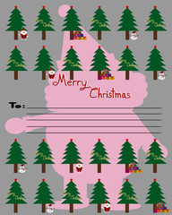 Merry Christmas, Christmas Greeting Card, Santa Claus snowman and, christmas tree vector