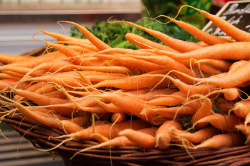 Colorful carrots in a basket
