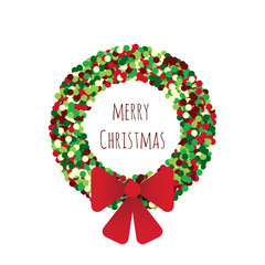 Vector Christmas wreath with red bow
