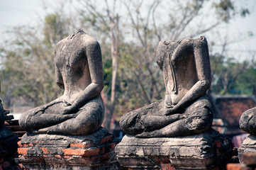 Fototapeta na wymiar Ancient Buddha in Wat Chaiwatthanaram,Ayutthaya Historical Park.