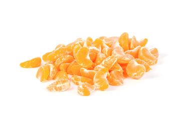 Mandarine slice (heap) on white background