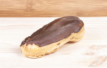 Cake eclair, decorated chocolate