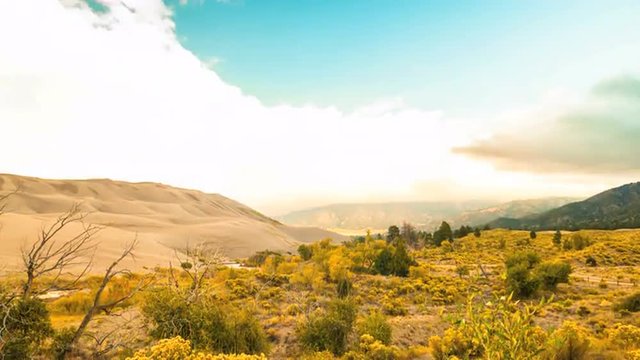 Thick Clouds over the Sangre de Cristo Mountains Great Sand Dunes Colorado Timelapse 4k