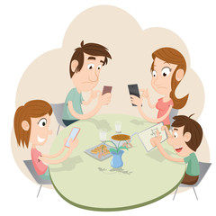 Phubbing Family Illustration