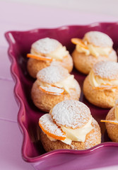 Choux pastry with custard