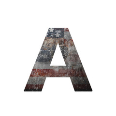 American vintage flag in letter a