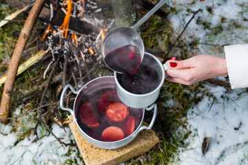 Mulled wine by the fire