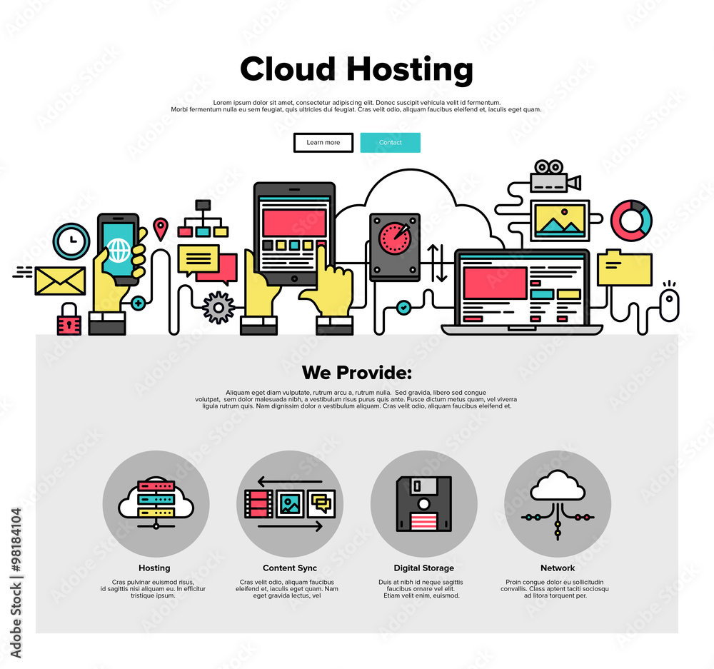 Leinwandbilder cloud hosting flat line web graphics