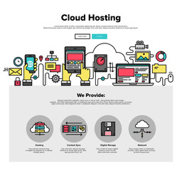 Cloud hosting flat line web graphics