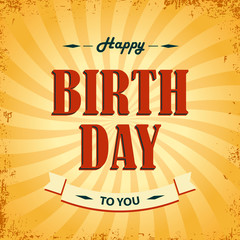 Birthday wishes as retro poster template