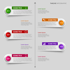 Time line info graphic with colorful labels design template