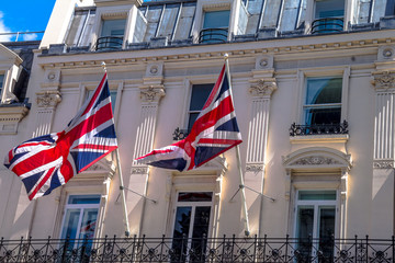 British flags in London