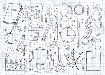 Hand drawn school symbols