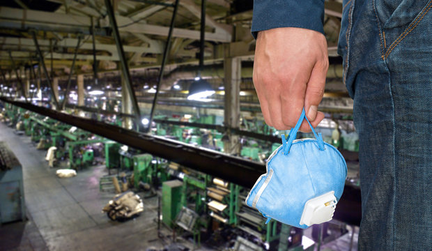 Worker With Protective Respirator 