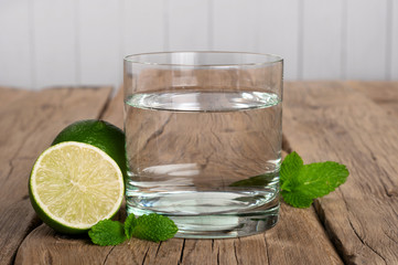 Glass of water with lime and mint