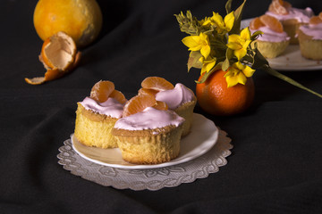 tangerine cake with cherry cream 