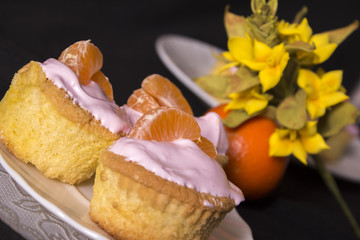 tangerine cake with cherry cream 