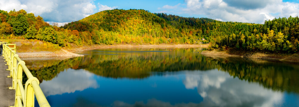 Autumn view of Pilchowickie Lake, Poland