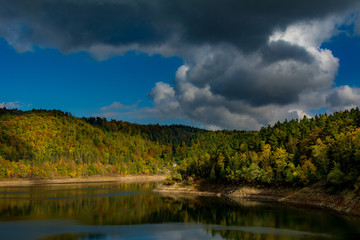 Autumn view of Pilchowickie Lake, Poland