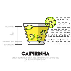 Caipirinha - Thin Flat Line Style Coctail Recipe