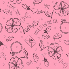 Hand drawn love symbols