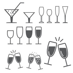 Christmas - new year glasses icon set. Vector illustration