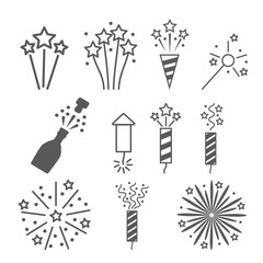 pyrotechnic icon set . Vector illustration