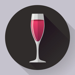 Vector icon - glass of pink wine. Flat designed style