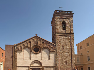 Fototapeta na wymiar The cathedral of Iglesias (Cattedrale di Santa Chiara) at the Place Piazza Municipio, Sardinia, Italy, Europe